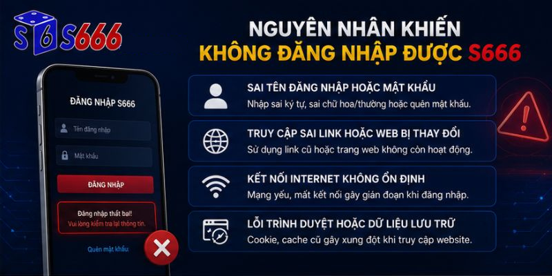 Những nguyên nhân chính dẫn đến tình trạng không đăng nhập được S666